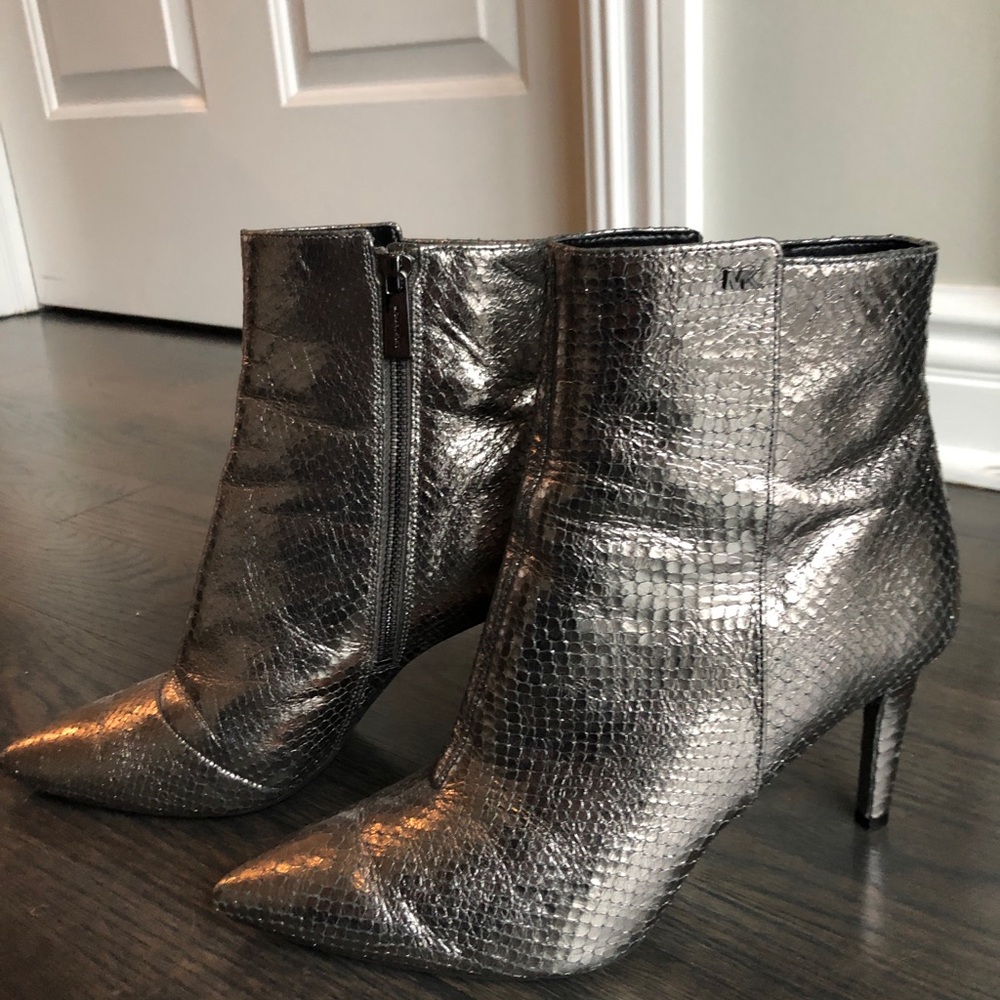 Michael Kors Silver Embossed Ankle Boots - Picture 4 of 5